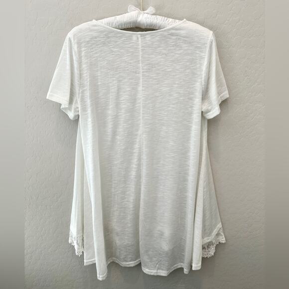 UMGEE | White Lace Trim Tunic Top Romantic Boho Style | Size Medium - Picture 5 of 7